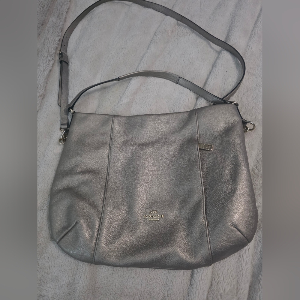 Coach Pebbled Leather Crossbody. In Metalic Gold